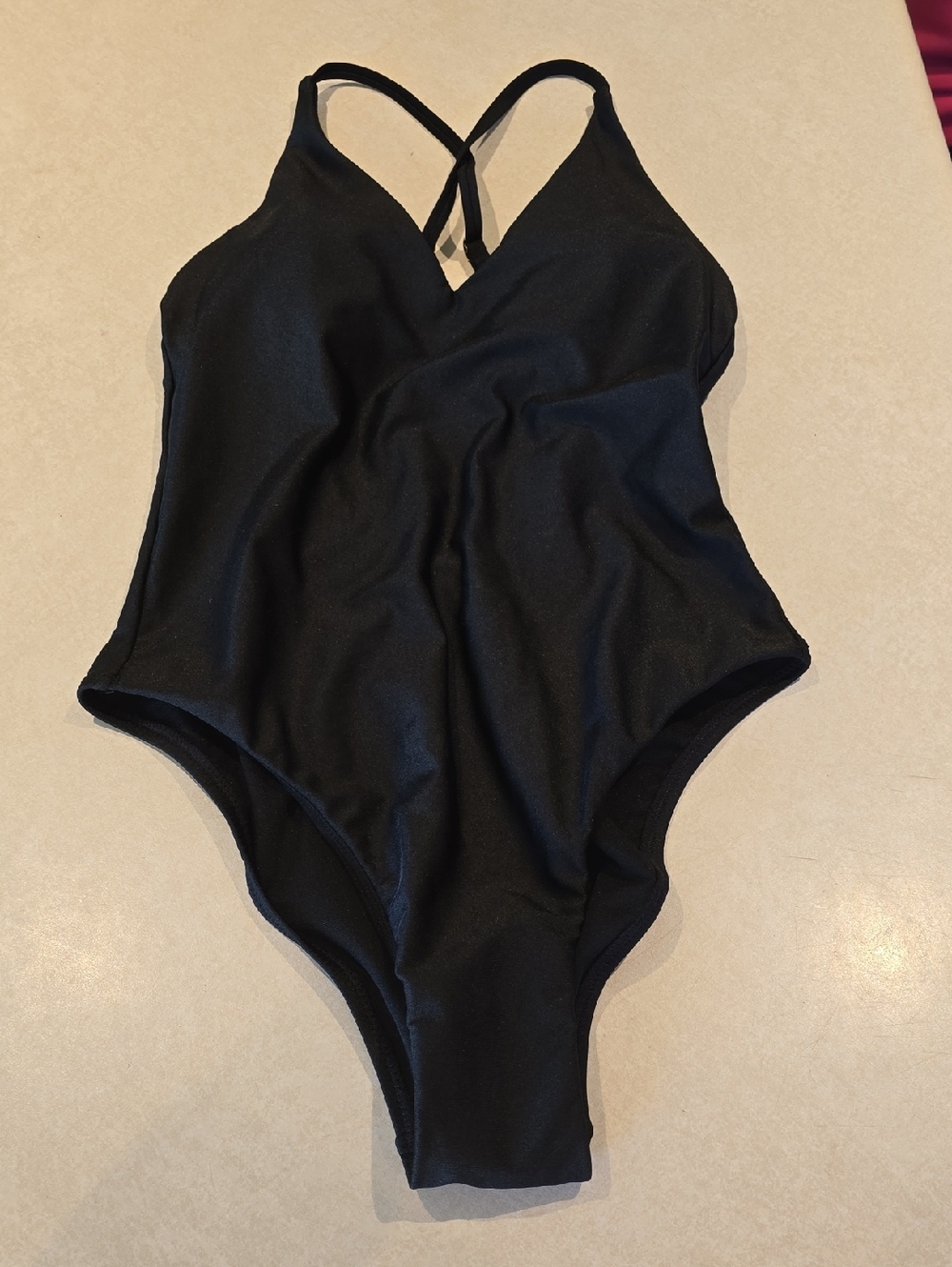 Shade & Shore Black V Neck One Piece Swimsuit Size XS 0-2